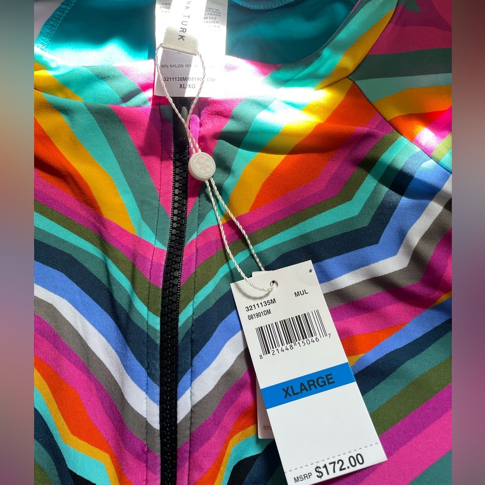 Trina Turk Multi-Color Chevron Long-Sleeve One-Piece Swimsuit - Picture 7 of 13